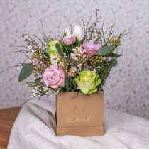 Geschenkbox „Für Dich“ Flowerbox eckig Beige 14/12cm 2er-Set