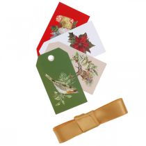 Artikel Geschenkpapier mit Seidenband und Anhängern 4 Bögen im Set 50×70cm