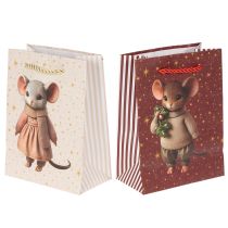 Artikel Geschenktasche Papier 16cm Maus-Motiv 2er-Set Weihnachten