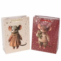 Artikel Weihnachtsgeschenktüten mit Mausmotiv und Sternen, 18 × 8 × 24 cm, 2 Stück sortiert