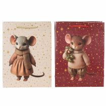 Artikel Weihnachtsgeschenktüten mit Mausmotiv und Sternen, 18 × 8 × 24 cm, 2 Stück sortiert