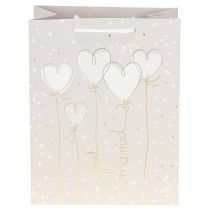 Artikel Elegante Hochzeitsgeschenktasche Beige „Just Married“ mit Herzdesign 2St