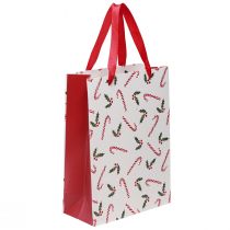 Artikel Festliche Geschenktüte Weihnachten Rot Weiß mit Henkeln – Praktisch & Dekorativ für Weihnachtspräsente 24x18x8cm