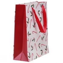 Artikel Festliche Geschenktüte Weihnachten Rot Weiß mit Henkeln – Praktisch & Dekorativ für Weihnachtspräsente 24x18x8cm