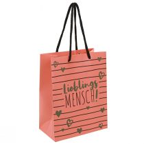 Artikel Geschenktüte mit Herzen Lieblingsmensch Papier 18x10x23cm 2St – Hochwertige Geschenkverpackung