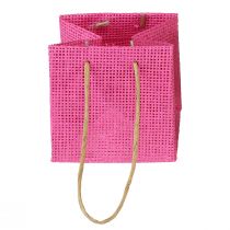 Geschenktüten mit Henkeln Papier Pink Gelb Grün Textil Optik 10,5cm 12St