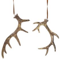Artikel Geweih-Dekohänger aus Polyresin, 13-15 cm, Braun-Gold, 6er-Set