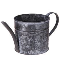 Artikel Gießkanne Metall Deko Grau Schwarz Blumen Ø13cm H13cm Vintage Look