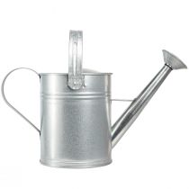 Artikel Deko Gießkanne Retro Design Metall Silber 42x15,5x27cm Vintage Balkondeko Blumentopf