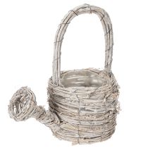 Artikel Gießkanne Deko aus hochwertigem Rattan in weißer Flecht-Optik, 26 cm hoch
