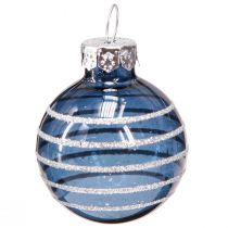 Artikel Glas-Christbaumkugeln Mini in Blau & Silber 9er-Set, Festliche Weihnachtsdeko Ø3cm