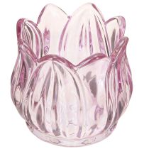 Artikel Glas-Teelichthalter Tulpe Lila Ø7cm H7cm 2St – Romantische Dekoration & Geschenkidee