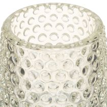 Artikel Elegante Glas-Teelichthalter mit Fuß im 2er-Set – dekorative Punkte & Rillen, Höhe 15 cm