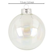 Artikel Glas Weihnachtskugeln Irisierend Klar 7,5cm - 12er Set Deko für Baum und Advent