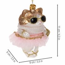 Artikel Katzen Glasanhänger aus Glas mit Tutu, 11 cm, Christbaumschmuck, 2 Stück