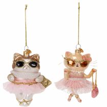 Artikel Katzen Glasanhänger aus Glas mit Tutu, 11 cm, Christbaumschmuck, 2 Stück