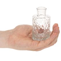 Artikel Set aus 6 Mini Glasvasen mit Rautenmuster, transparent, H 9 cm, Ø 5 cm