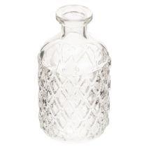 Artikel Glasflasche Rautenmuster 13cm klar 6St Vase Dekoflasche