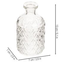 Artikel Glasflasche Rautenmuster 13cm klar 6St Vase Dekoflasche