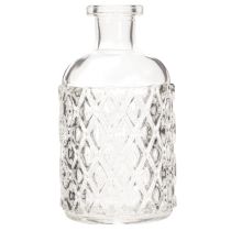 Artikel Glasflasche Rautenmuster 13cm klar 6St Vase Dekoflasche