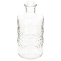 Artikel Glasflasche zylindrisch klar mit Muster 15cm als Dekovase 6er Set