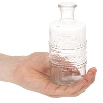 Artikel Glasflasche zylindrisch klar mit Muster 15cm als Dekovase 6er Set