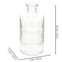 Artikel Glasflasche zylindrisch klar mit Muster 15cm als Dekovase 6er Set