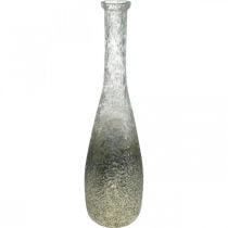 Glasvase zweifarbig, Tischdeko aus Echtglas Klar, Silbern H40cm