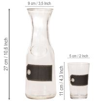 Artikel Glaskaraffe H27cm mit 4 Gläsern H11cm