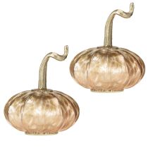 Artikel Herbstliche Glaskürbis Tischdekoration aus Glas und Metall, 14 cm, 2er-Set
