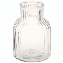 Artikel Glasvase Blumenvase Klar Rillen Ø13,5cm H20cm Dekoration Retro