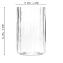 Artikel Glasvase mit Streifenstruktur transparent zylindrisch 19cm