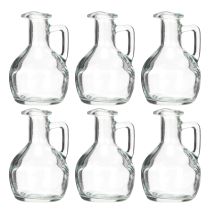 Artikel Set Mini Glaskaraffe mit Henkel 12cm – Transparente Tischdeko und Vase (6er-Set)