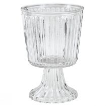 Artikel Glasvase mit Fuß Deko Glaspokal geriffelt Ø13cm H19cm