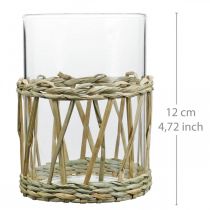 Artikel Glasvase Zylinder geflochtene Gräser Tischdeko Glas Ø8cm H12cm