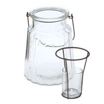 Artikel Glaswindlicht mit Henkel klar, vielseitig dekorativ, Ø14cm H18cm