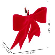 Artikel Dekoschleifen Rot 11cm mit Clip 4 Stück Textil für Weihnachtsdekoration