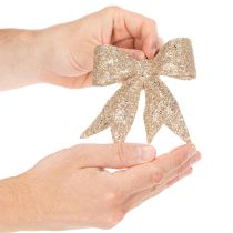 Artikel Glitzerschleife Gold Kunststoff mit Clip 11cm 4er-Set