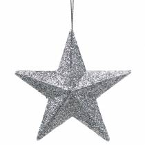 Artikel Glitterstern Silber 9,5/5cm 18 St