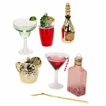 Artikel Kunststoff-Christbaumschmuck Cocktailgläser und Flaschen, bis 14 cm, 6 Stück