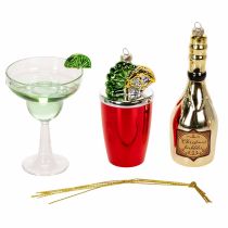 Artikel Kunststoff-Christbaumschmuck Cocktailgläser und Flaschen, bis 14 cm, 6 Stück