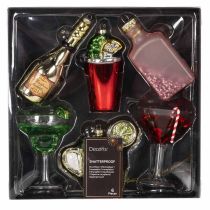 Artikel Kunststoff-Christbaumschmuck Cocktailgläser und Flaschen, bis 14 cm, 6 Stück