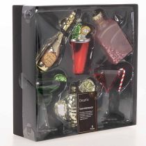 Artikel Kunststoff-Christbaumschmuck Cocktailgläser und Flaschen, bis 14 cm, 6 Stück