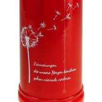 Grabkerze mit Spruch Mit Motiv Rot Ø7,5cm H21cm 160h