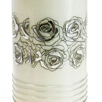 Grabkerzen Rosen Weiß Trauerlicht Ø7cm H23,5cm 130h 2St