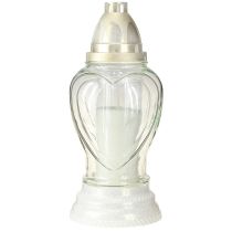 Artikel Grablicht Glas Herz Gravur Grablaterne Klar Ø11cm H26cm