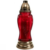 Grablicht Glas Gravur Engel Grablaterne Rot Ø11cm H28,5cm