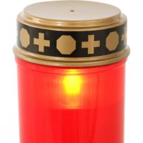 Artikel LED Grablicht Rot Batteriebetrieben Timer Ø6,5cm H12,5cm