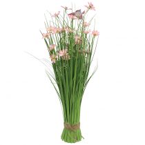 Grasbund mit Blüten und Schmetterlingen Rosa 70cm