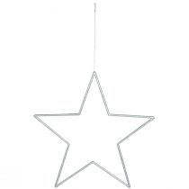 Artikel Große Silberne Glitzer Deko-Sterne 24cm zum Hängen - 6er Set
